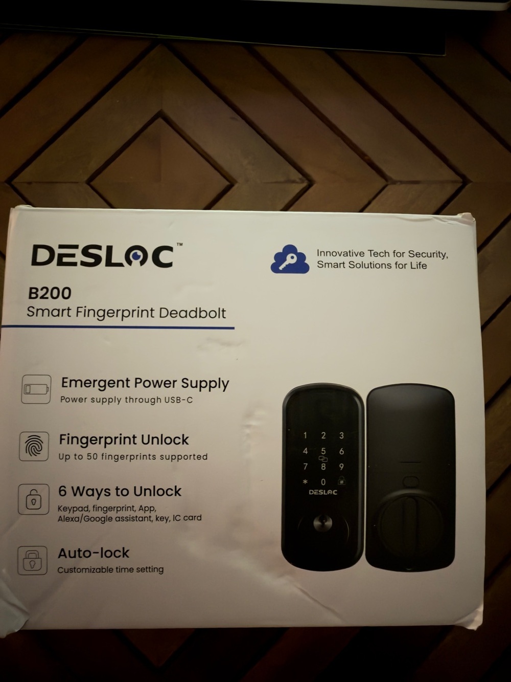 DESLOC B200 Smart Fingerprint Deadbolt - Black